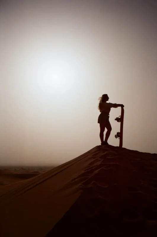 Sandboarding in the Dubai desert