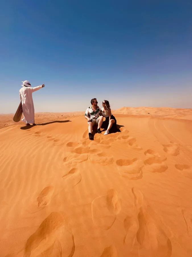 Sandboarding in the Dubai desert